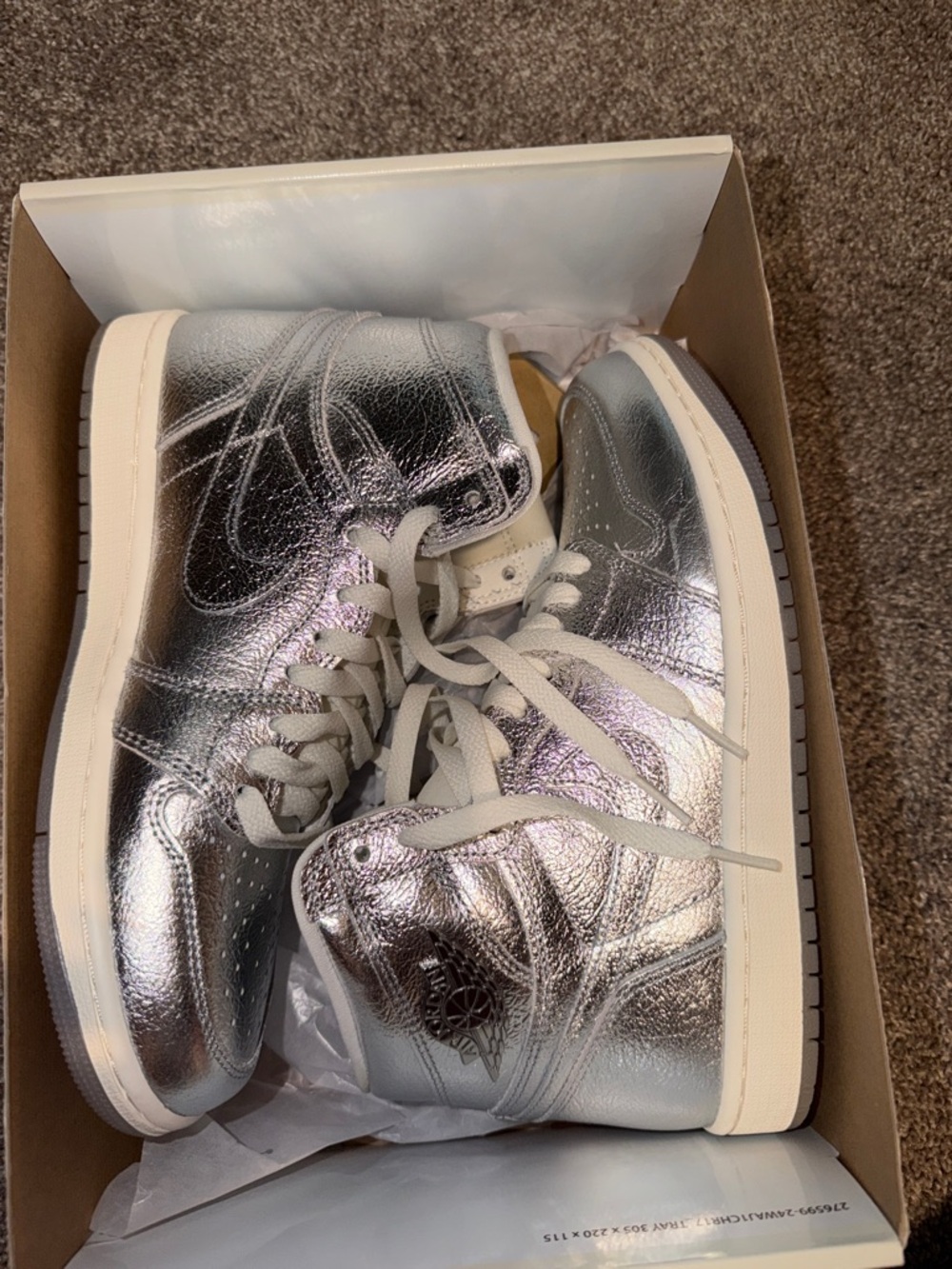 Silver Metallic High-Top Jordan Sneakers